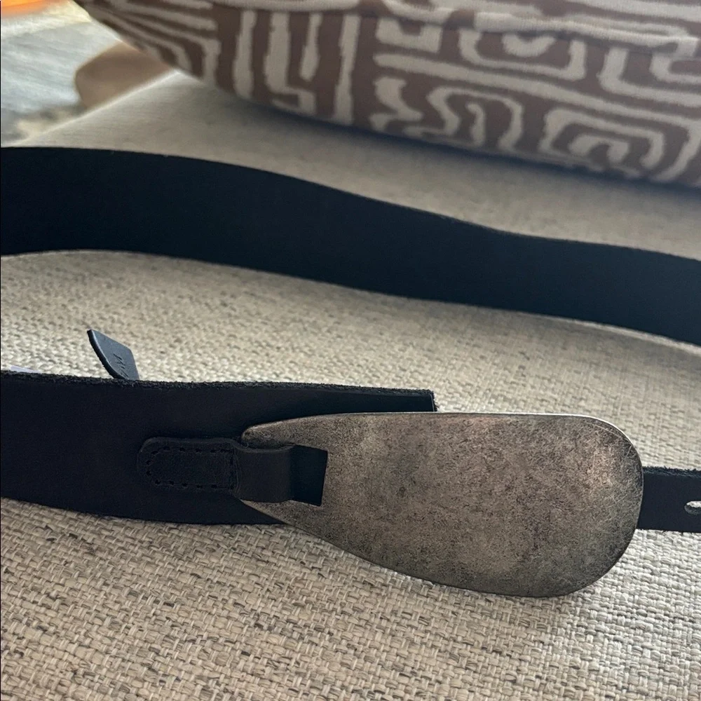 Free People Oyster Bay Hip Belt In Black & Silver Buff leather belt s/m